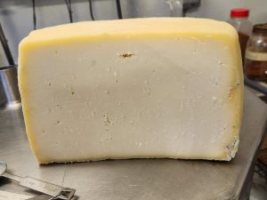 Sliced open block of cheese